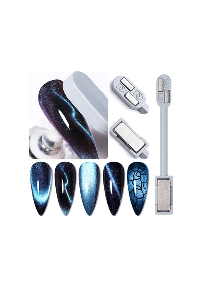 Çift Uçlu Çizgi Efekt Geniş Ve Çift Bar Kedi Gözü Oje Mıknatısı Cat Eye Magnet Gri 2hcat01