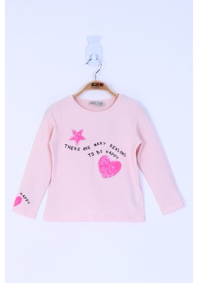 Toontoy Kız Çocuk Pul İşlemeli Sweatshirt Ekru