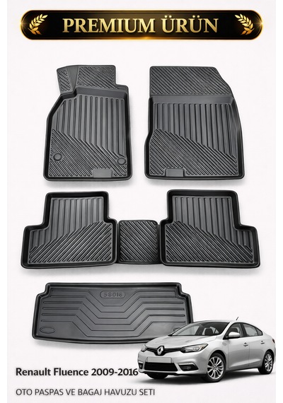 Renault Fluence 2009-2016 3d Oto Paspas Ve Bagaj Havuzu İkili Set