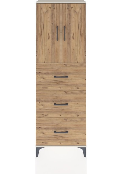 Arges Dolap 3 Raflı 3 Çekmeceli 2 Kapaklı 60x30x182 Aytaşı-çam Aytaşı
