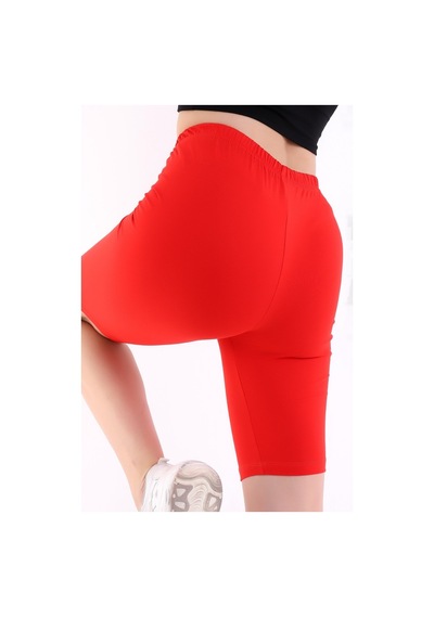 Self Clothing Kadın Kırmızı Penye Kumaş Yüksek Bel Kısa Tayt Slf1295