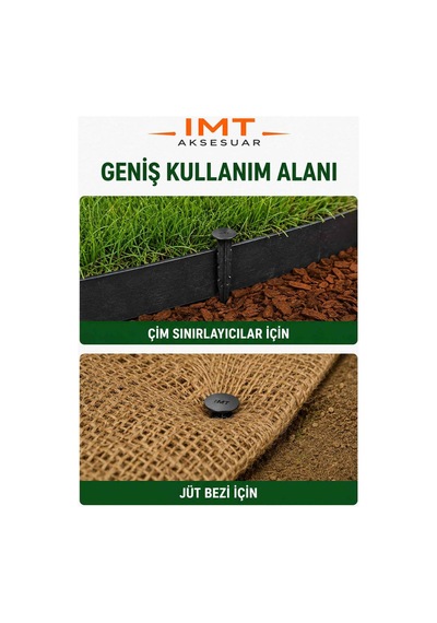 Çim Ayırıcı Ve Jüt Bezi Kazığı 100 Adet Çim Sınırlayıcı Zemin Sabitleme Çivisi Siyah