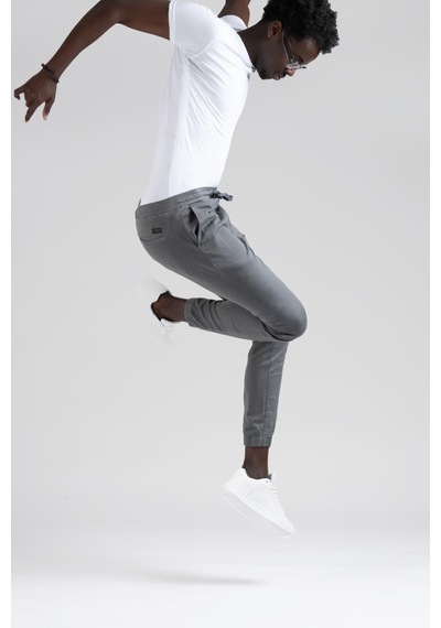 Fbı Jeans Dar Ve Lastikli Paça Beli İplikli Kanvas Kumaş Slimfit Jogger Pantolon 001