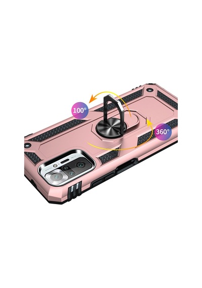 Xiaomi Redmi Note 10 Pro Kılıf Sofya Yüzüklü Silikon Kapak - Rose -