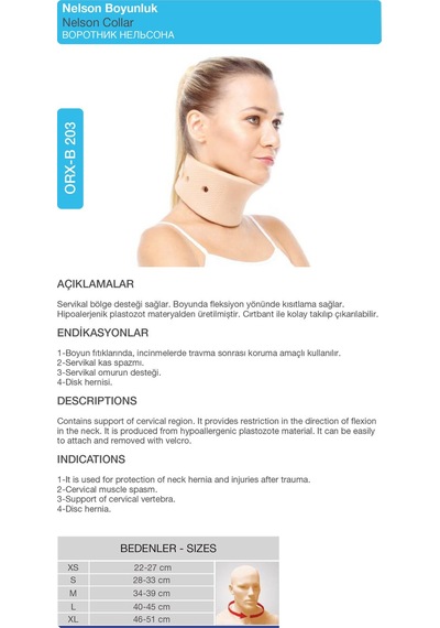 Ortopedik Nelson Boyunluk Boyun Fıtığı Ve Boyun Sabitleyici Destek Orx -b203