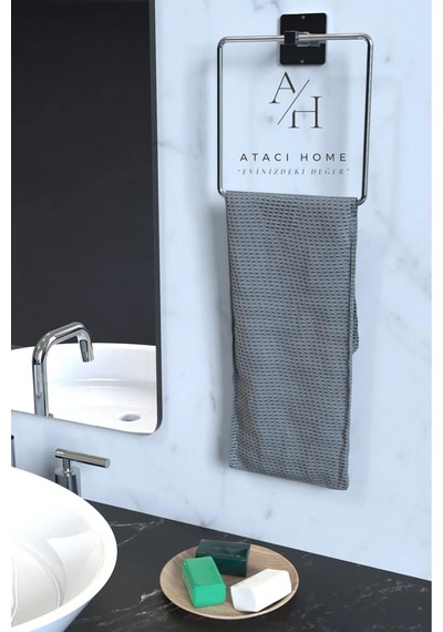 Atacı 1.kalite Kare Yapışkanlı Gümüş Kare Havluluk Banyo Havlu Kare Pratik Askılık Krom
