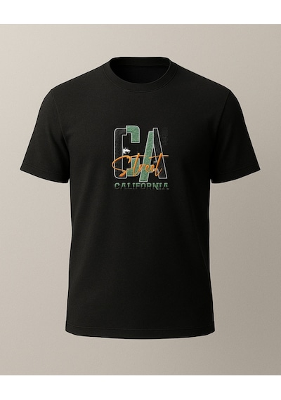 California Ca Baskılı T-shirt Siyah