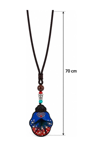Renkli Etnik Motifli Erkek Kolyesi 70 Cm Örgü İpli Boncuk Detaylı Özgün Tasarım Altın - Gümüş