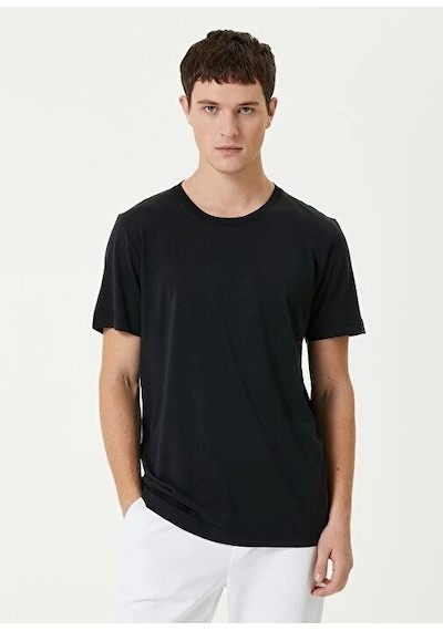 Unisex Basic Bisiklet Yaka Regular T-shirt - Siyah