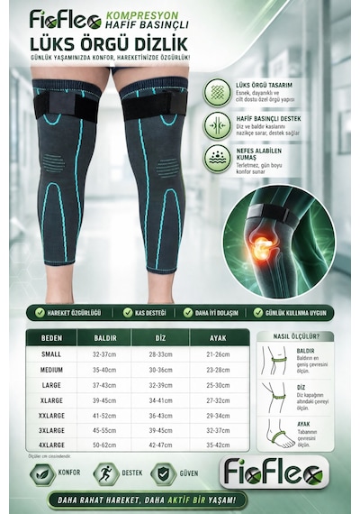 Fixflex Kompresyon Destekli Ağrı Azaltıcı Diz Koruyucu Sıcak Tutan Dizlik Lüx Örgü Gri/mavi 1 Adet 2xl Diğer