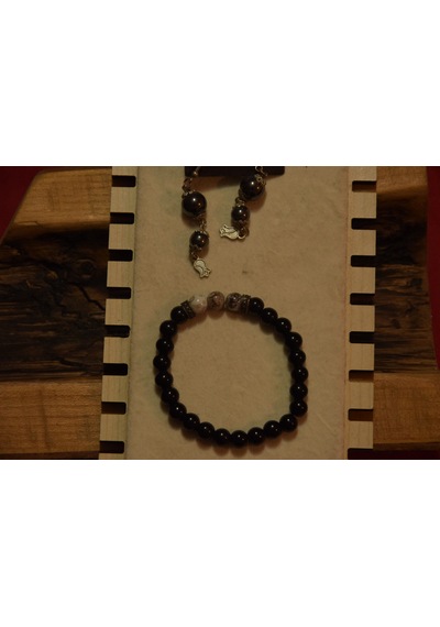 Hematit Küpe Onyx Bileklik Set Hematit & Akik Doğal Taş Hematit-küpe-akik-bileklik