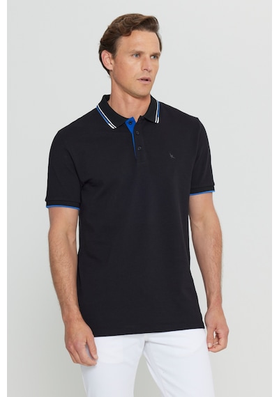 Altınyıldız Collectıon Erkek Sıyah %100 Pamuk Slim Fit Dar Kesim Polo Yaka Tişört Siyah