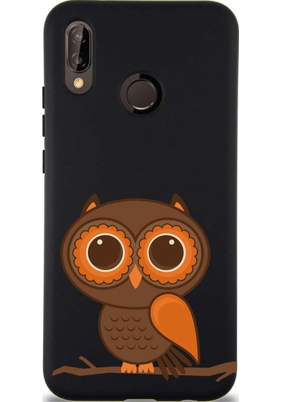 Xiaomi Redmi Note 7 Pro İle Uyumlu Baykuş 0214a Tasarımlı Siyah Lansman Silikon Kılıf Çok Renkli