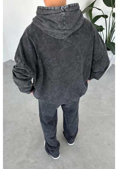Antrasit Basic Yıkamalı Oversize Sweatshirt Antrasit
