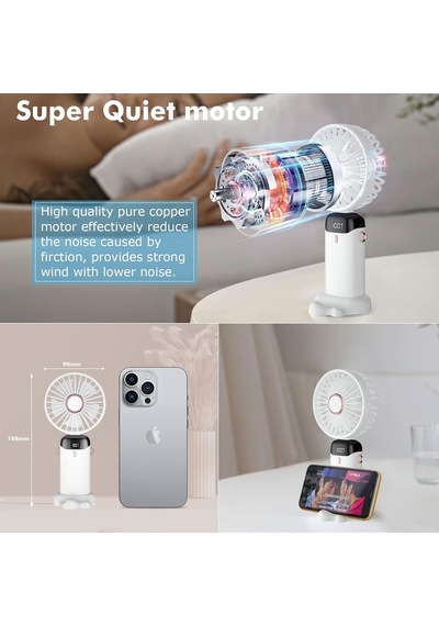 El Fanı, Taşınabilir Mini Fan, Şarj Edilebilir, 5 Hız Ayarlı Küçük Cep Fanı, Dahili 4200mah Pil, Ofis İçin Katlanabilir Usb Fan, Dış Mekan Diğer