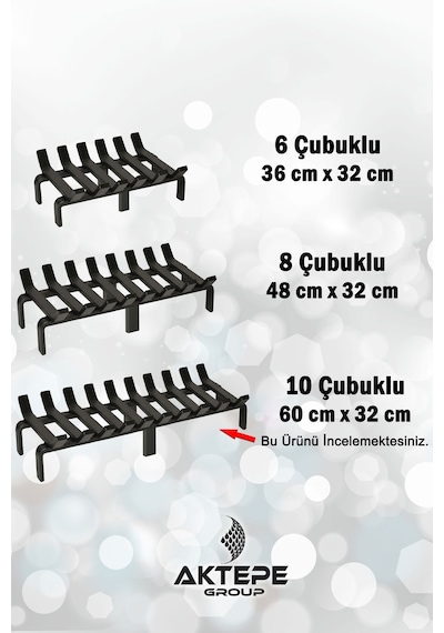 60 Cm X 32 Cm 10 Çubuklu Ekstra Şömine Izgarası Dar Gözlü Izgara