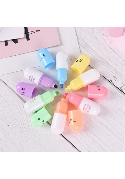 Kapsül Pastel Renkler İşaretleme Kalemi 6'lı Set Çok Renkli