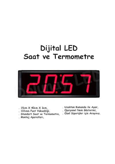 Dijital Led Saat Termometre 101Mm Çok Renkli
