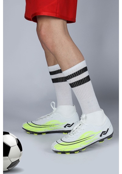 Jump 29676 Çoraplı Beyaz - Neon Yeşil Çim Halı Saha Krampon Futbol Ayakkabısı
