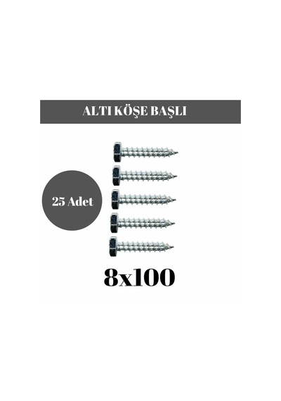 Trifon Vida 8x100 Mm Altı Köşe Anahtar Başlı Vida 25'li Paket 8 x 100 MM