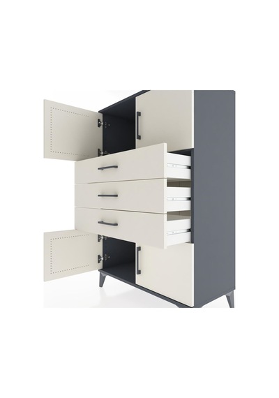 Hyperion Dolap Tek Raflı 3 Çekmeceli 4 Kapaklı 88x44x134 Antrasit-aytaşı Antrasit Hyperion Dolap Tek Raflı 3 Çekmeceli 4 Kapaklı 88x44x134 Antrasit-aytaşı Antrasit