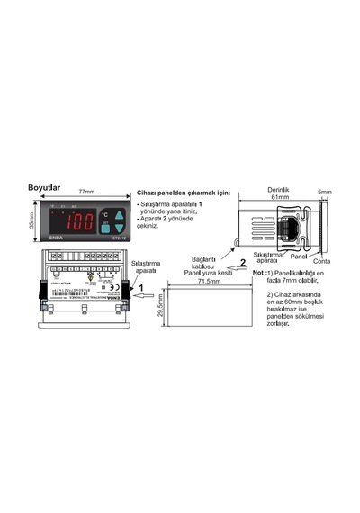 Enda -60...+150 Derece Dijital Termostad 1no-1nc Kontaklı 220 Volt Ntc Prop Uyumu Prop Dahil Değil