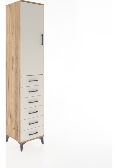 Hyperion Dolap 3 Raflı 6 Çekmeceli Tek Kapaklı 44x44x221 Çam-aytaşı Atlas Çam