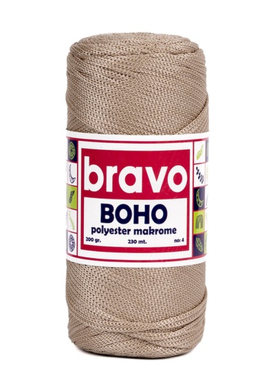 Boho Polyester Makrome İplik 2 Mm 200 Gr 230 Metre No: 4 Renk Kodu: 30 Bej