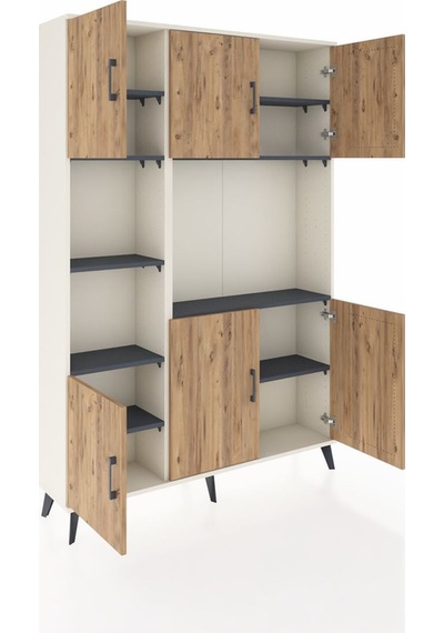 Arges Dolap 9 Raflı 6 Kapaklı 132x30x195 Aytaşı-çam/antrasit Aytaşı