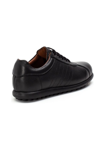 Erkek Siyah Bağcıklı Deri Sneaker