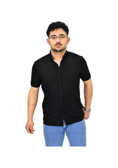 Erkek Büyük Beden Gömlek Yaka Düğmeli Tişört Bgl-st04525 Siyah