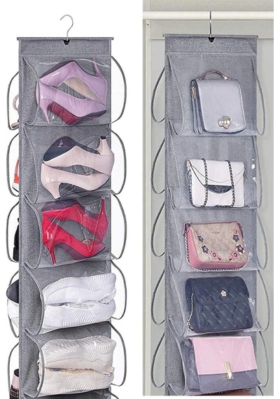 10 Cepli Çanta Organizer Antrasit Kumaş Gri Tr Diğer