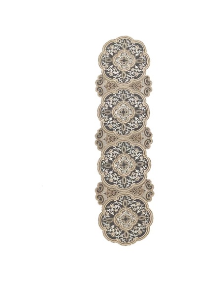 Alya Model No124 Gold 5 Parça Salon Takımı Dantelli Masa Örtüsü Runner Seti Çok Renkli