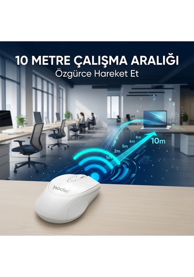 Beyaz Kablosuz Ofis Mouse 2.4g Optik Lens Güç Tasarruf Modlu Tak Çalıştır 10 Metre Menzil Diğer