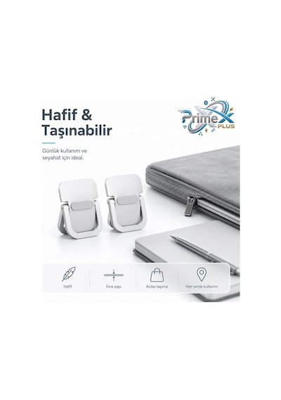 Primex Px-al02 Yapışkanlı Katlanabilir Notebook Ve Tablet Yükseltici Mini Stand, Ergonomik Laptop Yükseltme Aparatı, Taşınabilir Masaüstü Telefon, Tablet, Klavye, Notebook İçin Çok Amaçlı Stand