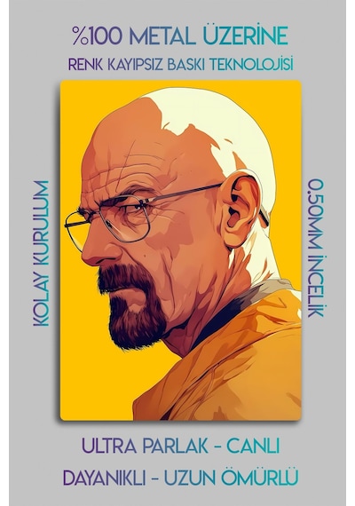 Metal Baskı - Heisenberg Walter White, Breaking Bad, Dekoratif Tablo