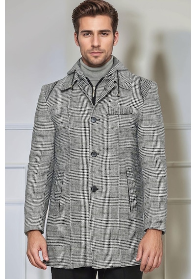 Plt9335 Dewberry Erkek Palto-ekose Gri Ekose Gri