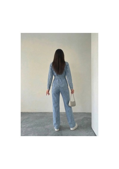 Bluemarlin Kuşaklı Buz Kar Ceket Pantolon Denim İkili Takım Buz Kar