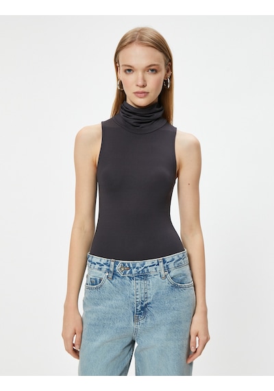 Koton Boğazlı Atlet Kolsuz Slim Fit Antrasit 5wal30013ık Antrasit