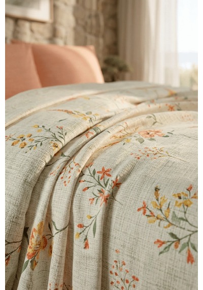 La Notte Autumn Garden Çift Kişilik 4 Parça Pike Takımı 210x230 + 160x200 + 2/50x70 Cm Çok Renkli