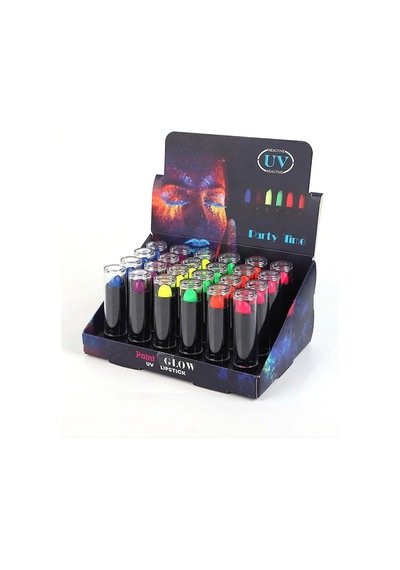 Karanlıkta Parlayan Yanan Uv Neon Ruj Yüz Boyama 6 Adet 6 Renk 4434