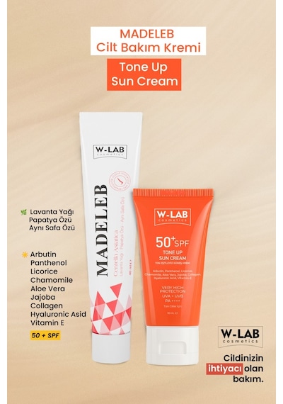 W-Lab Cosmetics Madeleb Krem 40 Ml Ve W-Lab Cosmetics Ton Eşitleyici Güneş Kremi 50+spf