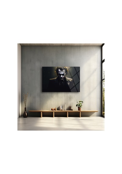 Joker Üzerine Cam Tablo Modern Sanat Tablosu Solmayan Canlı Renkler Salon Ve Oturma Odası Anlamlı Hediye Seçeneği Kolay Montaj Askılı