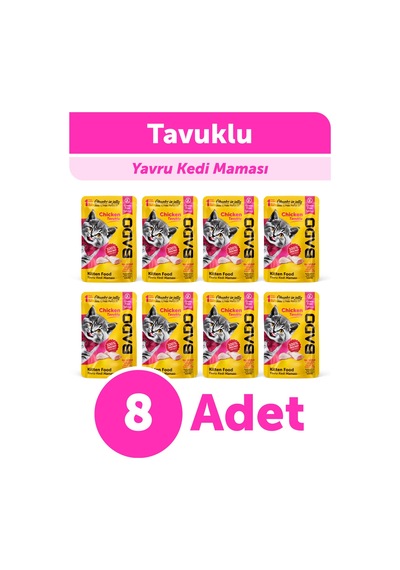 Bado Yavru Yaş Kedi Maması Tavuk Etli 85gr 8'li