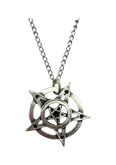 Inverted Pentagram Ters Pentagram Yıldız Figürlü Unisex Kolye 60 Cm Zincirli Gotik Çok renkli
