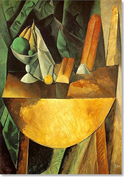 Cakasepetim Bread And Fruit Dish On A Table, 1909 By Pablo Picasso Ahşap Mdf Tablo