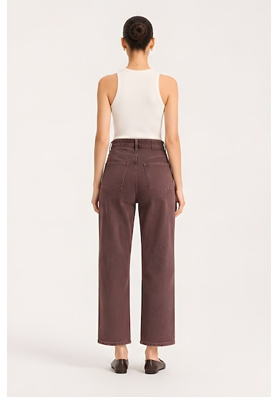 Lili Woman Kadın Kahverengi Bol Paça Denim Pantolon Ty.msm01k