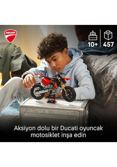 LEGO® Technic Ducati Desmo450 MX Factory Motosiklet 42238 - 10 Yaş ve Üzeri için Süspansiyon İçeren Oyuncak Yapım Seti (457 Parça)