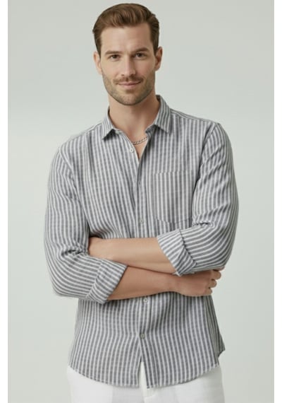 Deepsea Gri Slim Fit %100 Pamuk Çizgili Erkek Gömlek Cepli Yazlık Yeni Sezon Gömlek 2602627 Gri Deepsea Gri Slim Fit %100 Pamuk Çizgili Erkek Gömlek Cepli Yazlık Yeni Sezon Gömlek 2602627 Gri