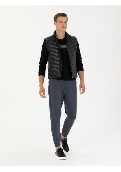 Cacharel Siyah Slim Fit İnce Kapitone Mont Yelek